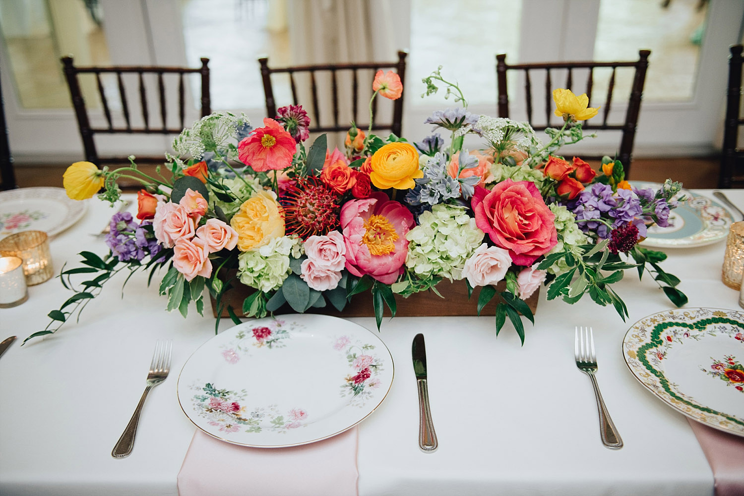 The Orchard Azle wedding colorful wedding flowers