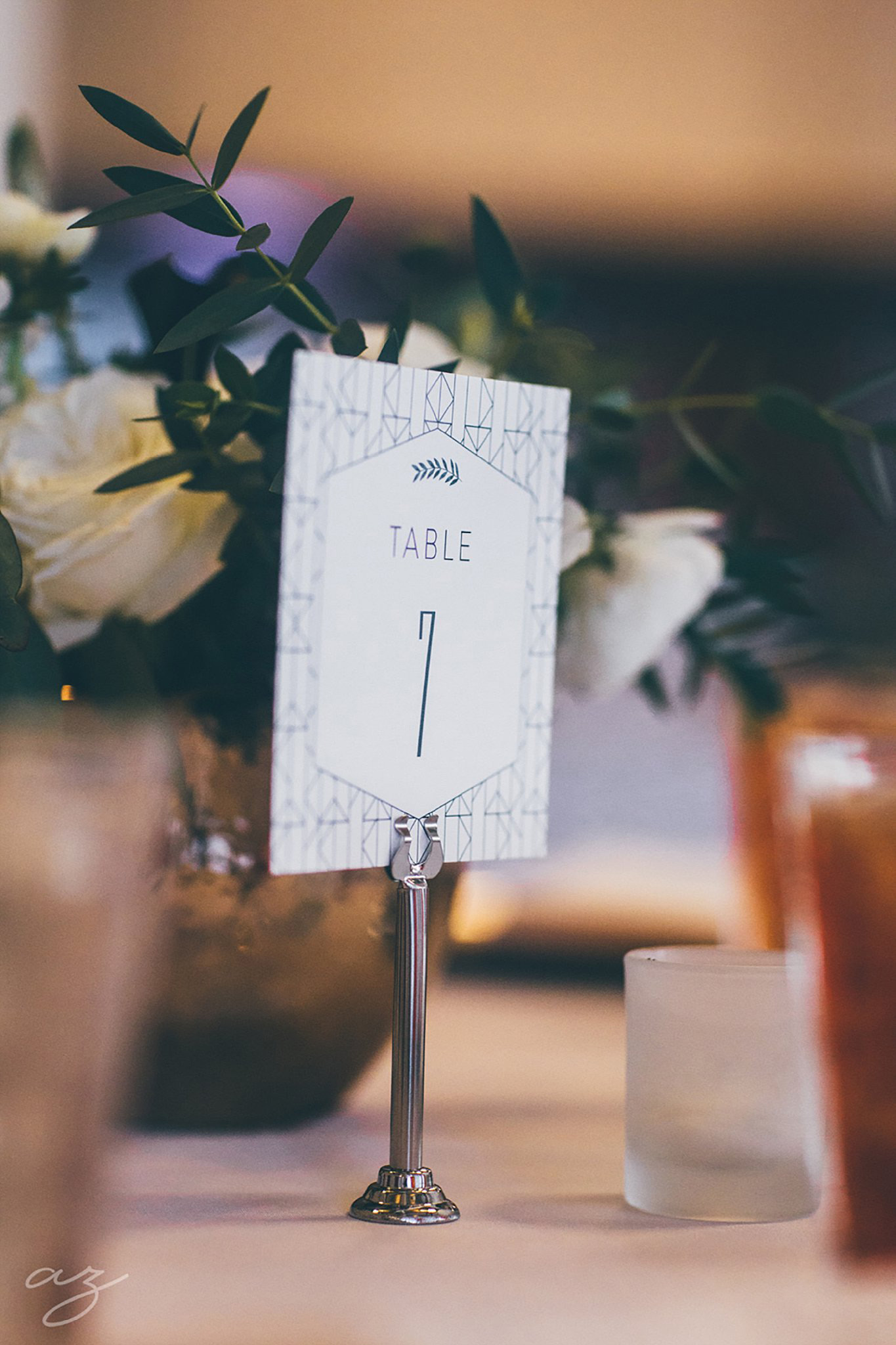 Carlisle Room wedding geometric table numbers