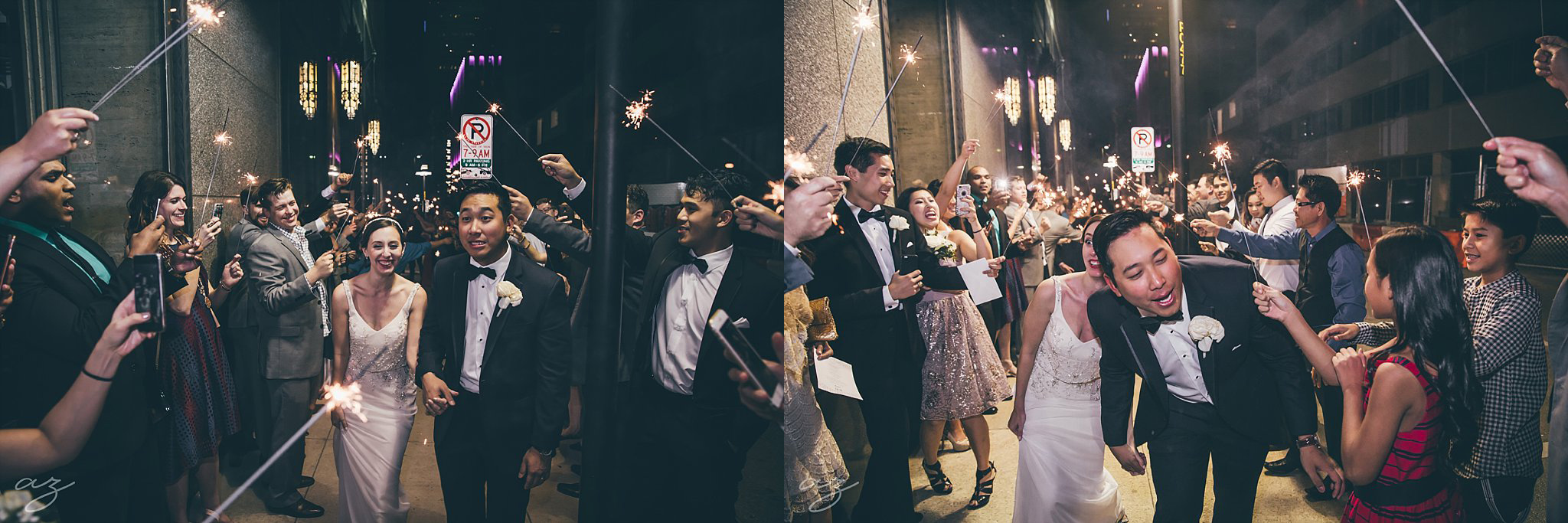 Carlisle Room wedding sparkler exit in downtown dallas