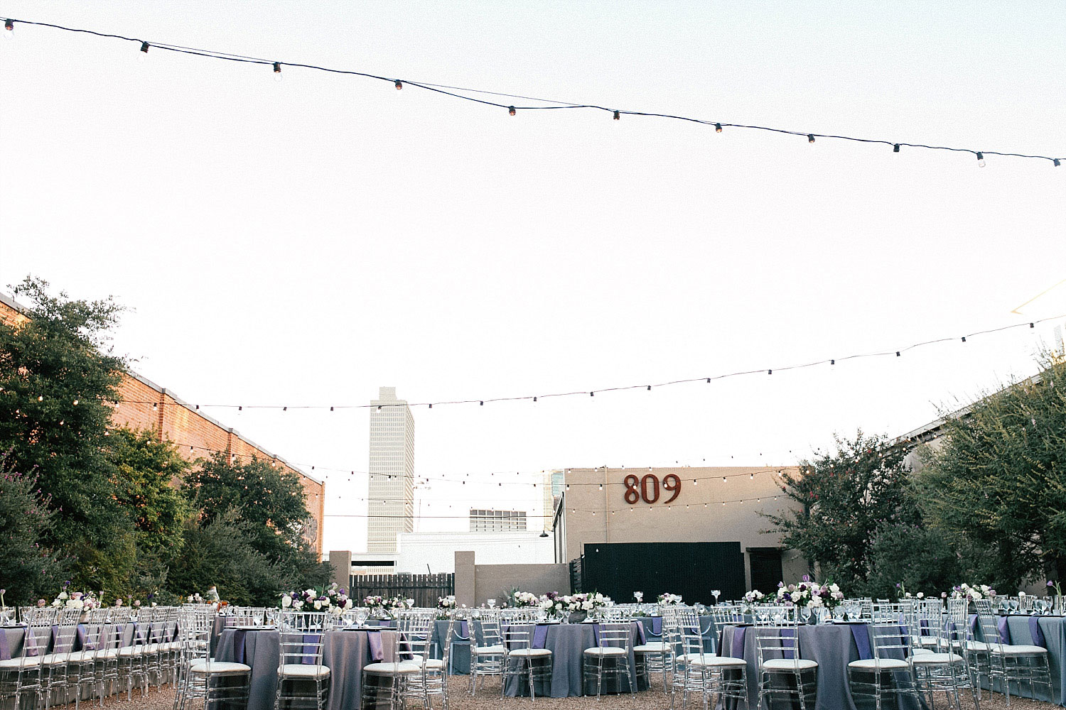 809 at Vickery wedding reception in courtyard