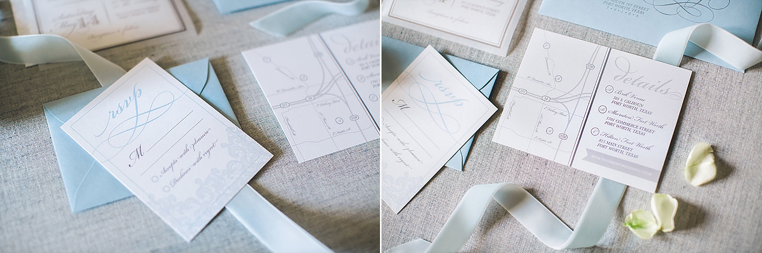 Dusty blue details map for wedding at Brik Special Event Venue