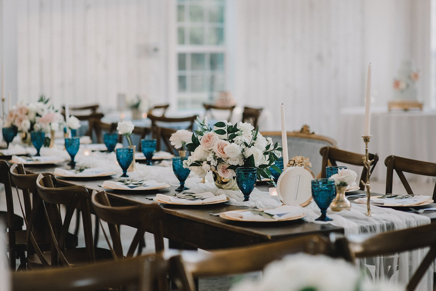 Farm table at White Sparrow Barn wedding