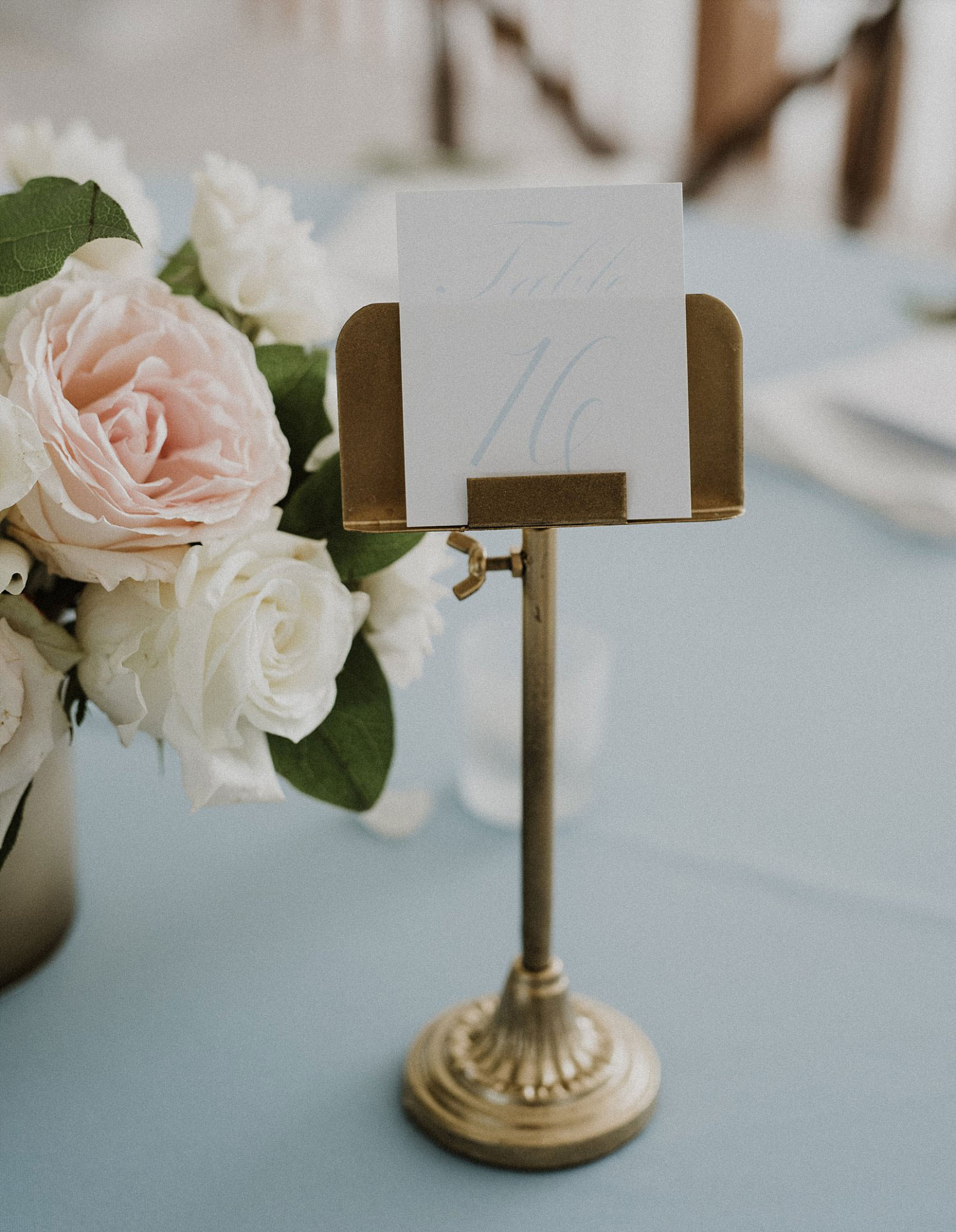 printed table number on gold stand