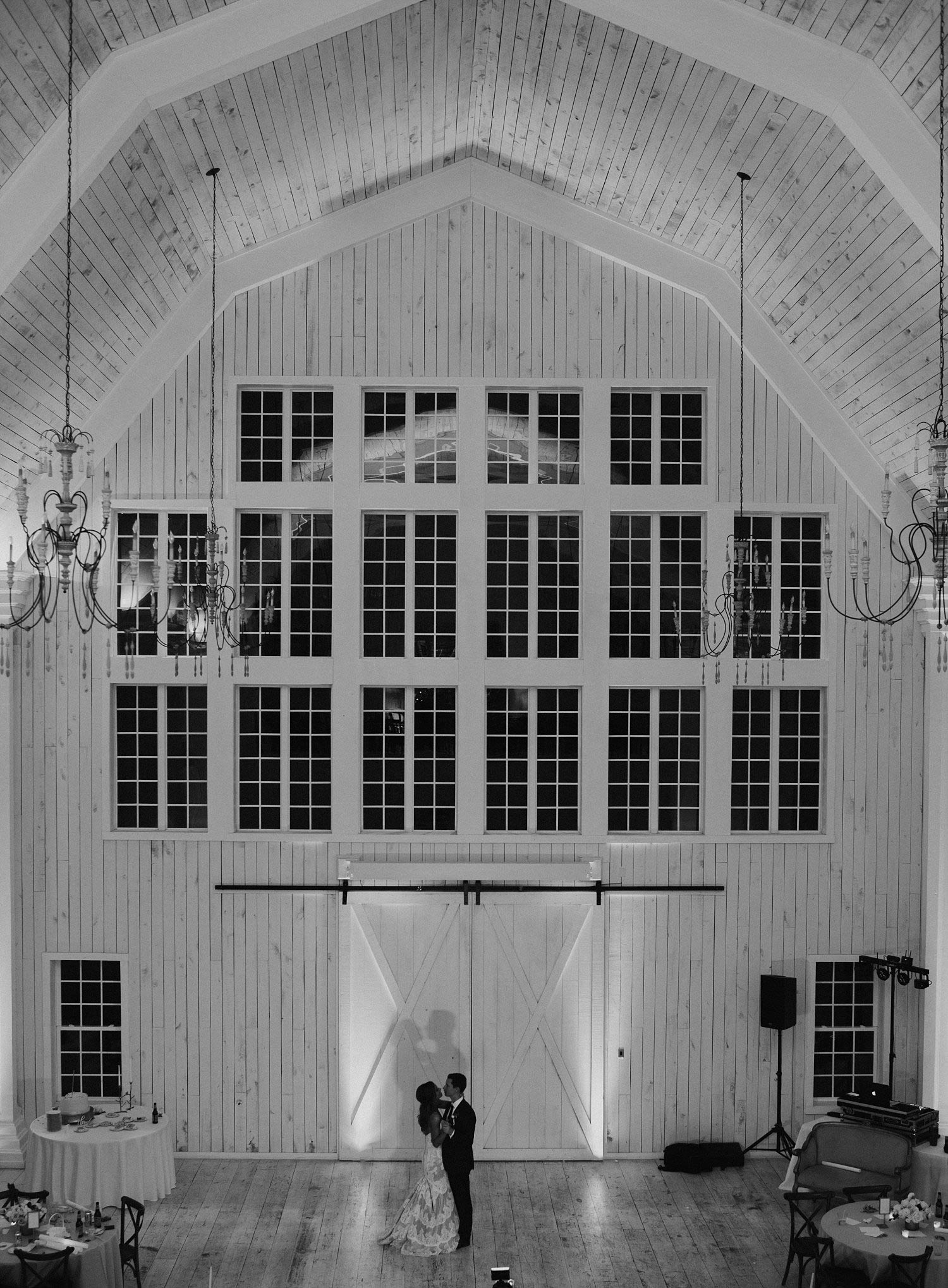 Bride and groom dancing to private dance at White Sparrow Barn