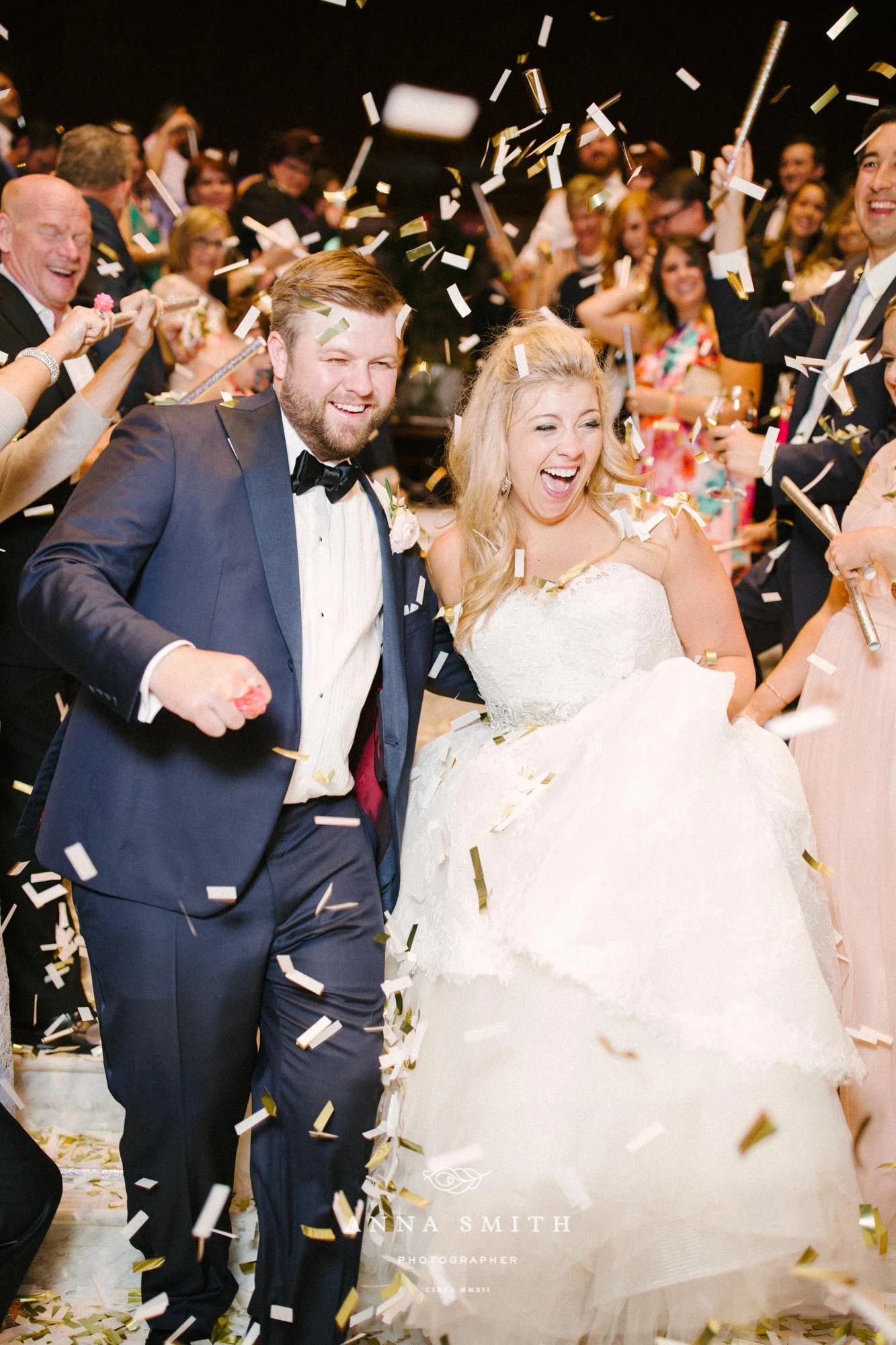 Confetti wedding exit at dallas ballroom wedding