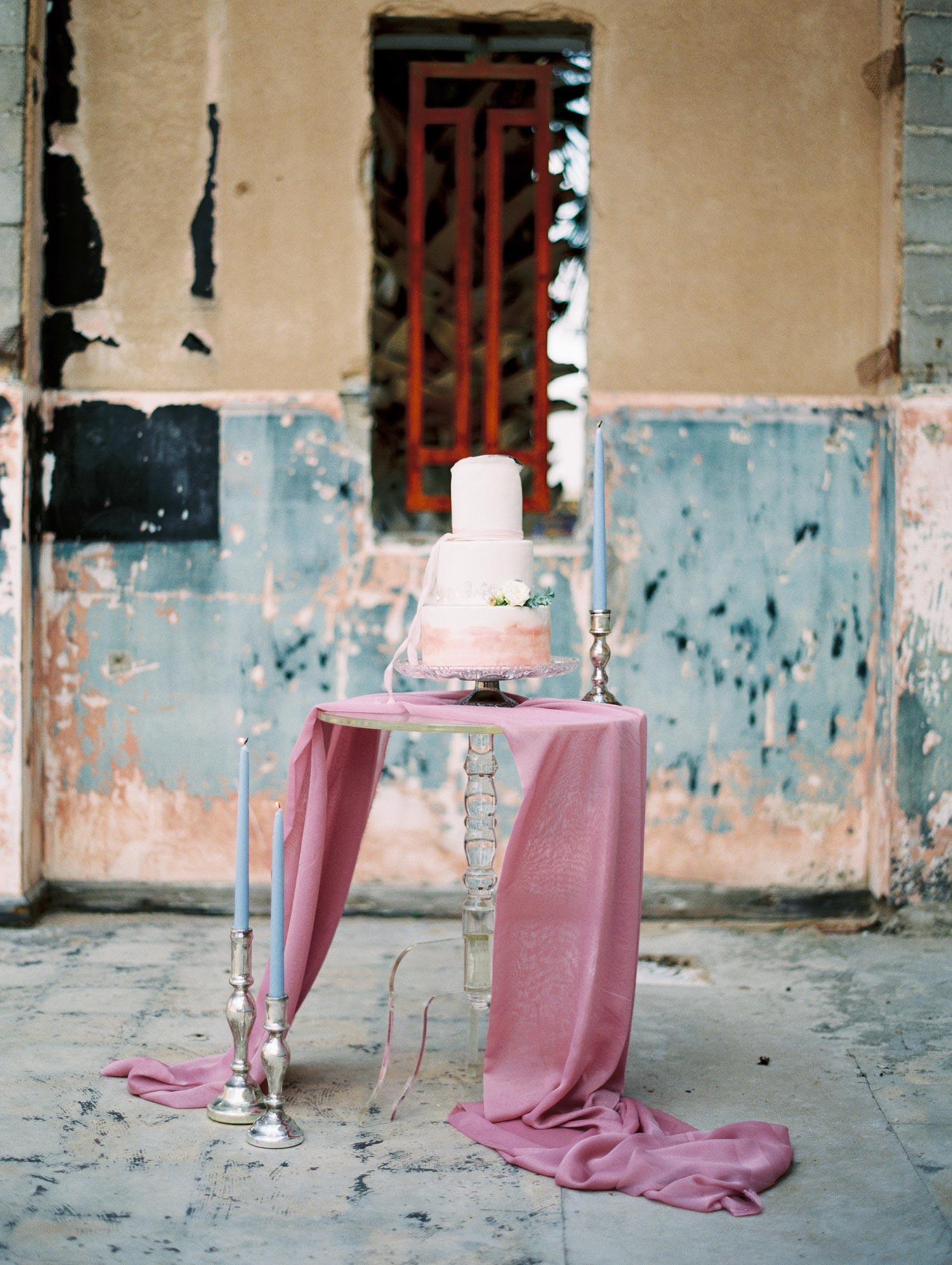 Moody textured cake on a acrylic table