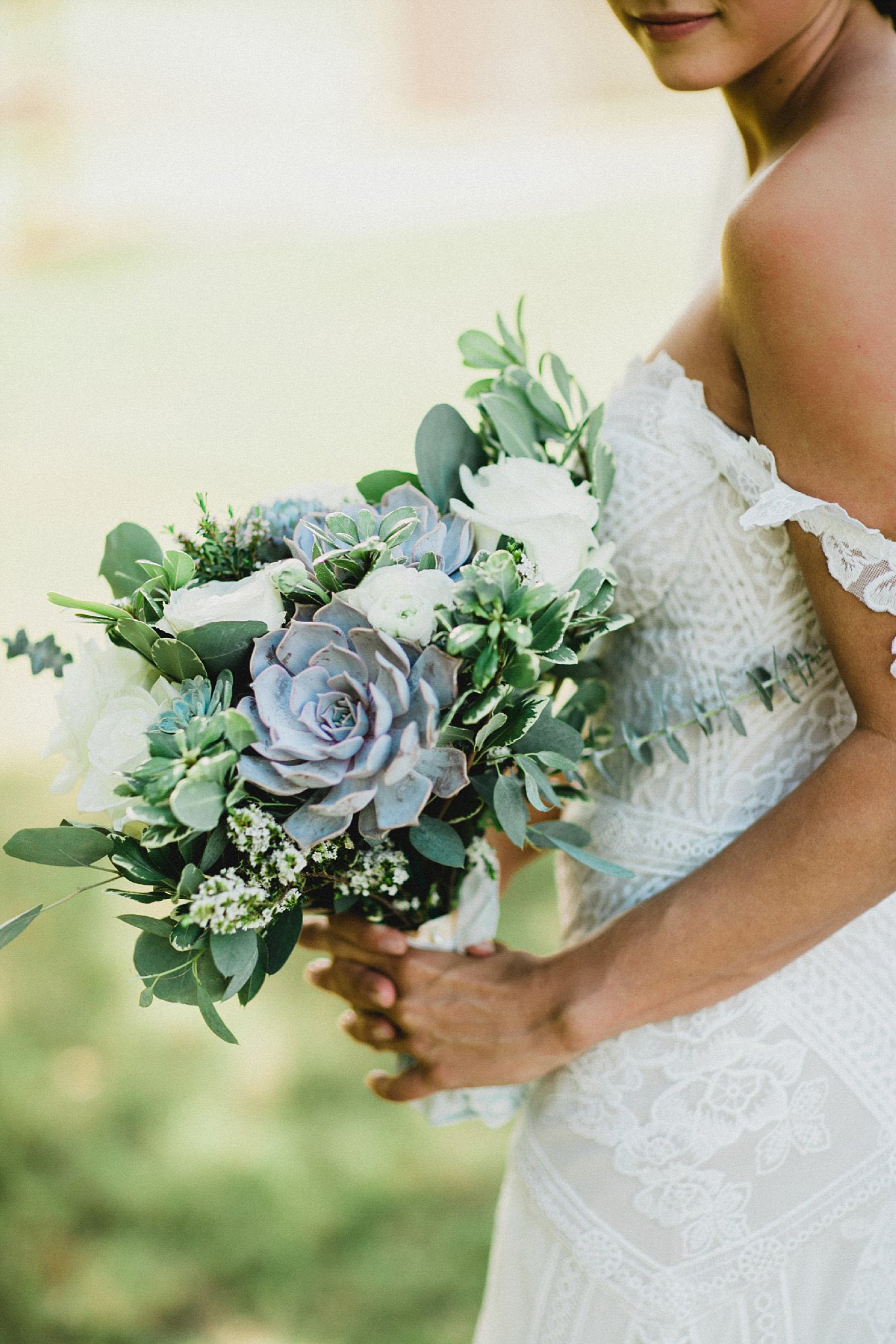 Succulent and greenery bridal bouquet
