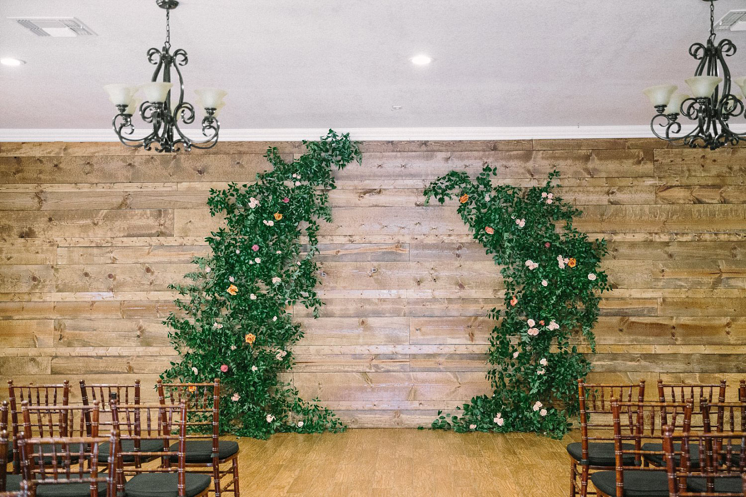 Indoor wedding ceremony at the Orchard in Azle TX