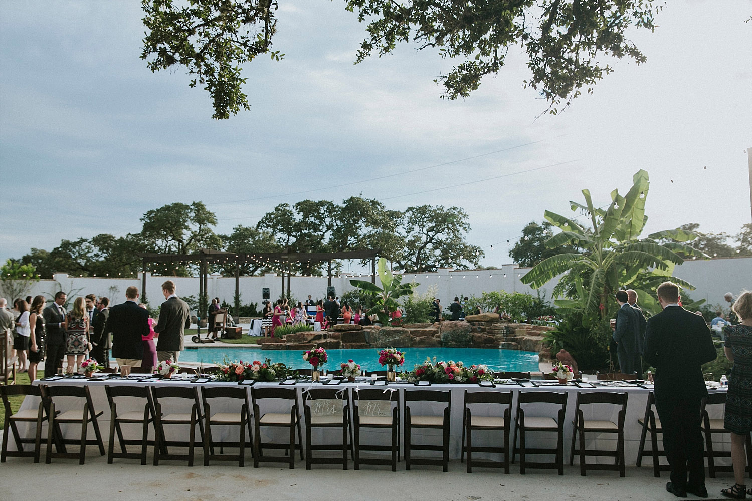 head table in front of a pool