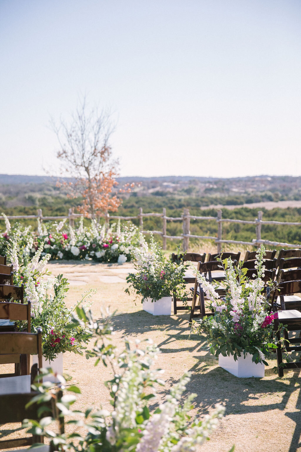 Dove Ridge Vineyard Ceremony with flower halo at the altar