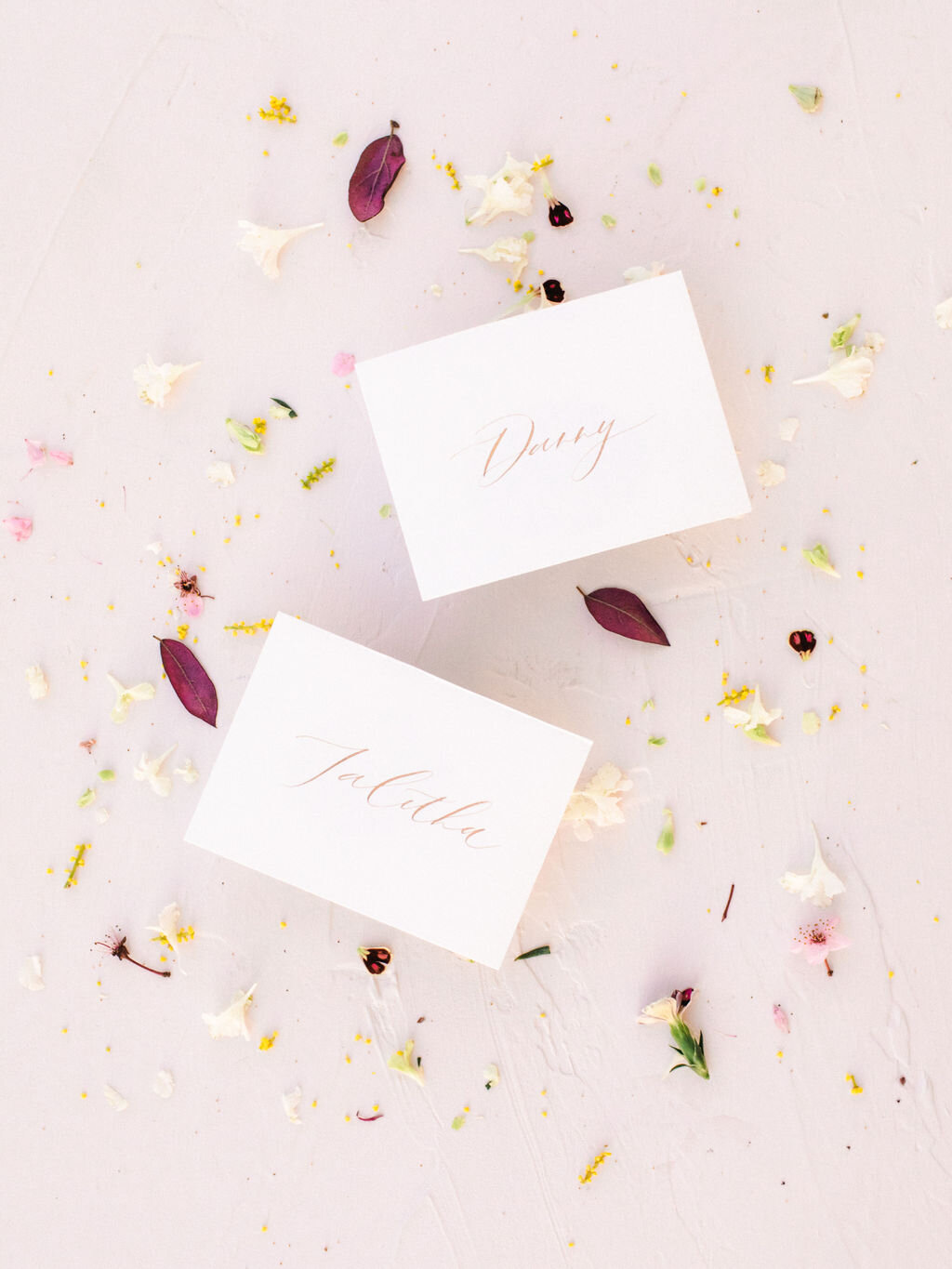 Simple hand calligraphy place cards