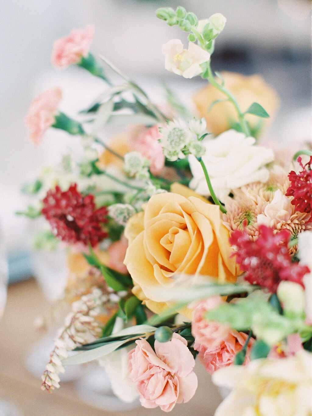 Red Orange &amp; Pink flower centerpiece