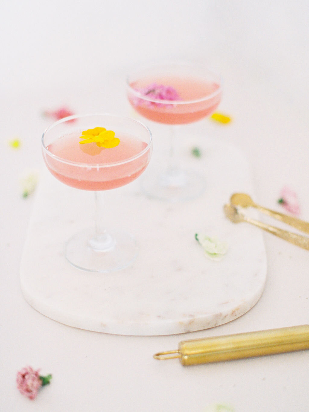 Pink Signature cocktail with wildflowers