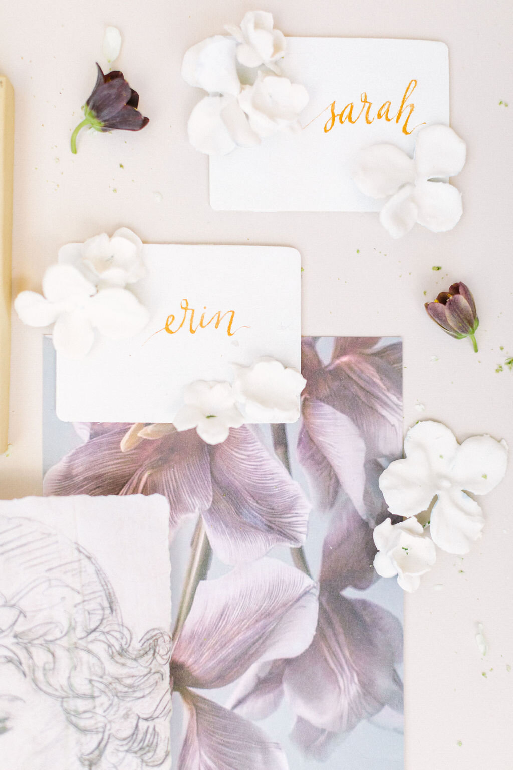 Plaster Flower place cards