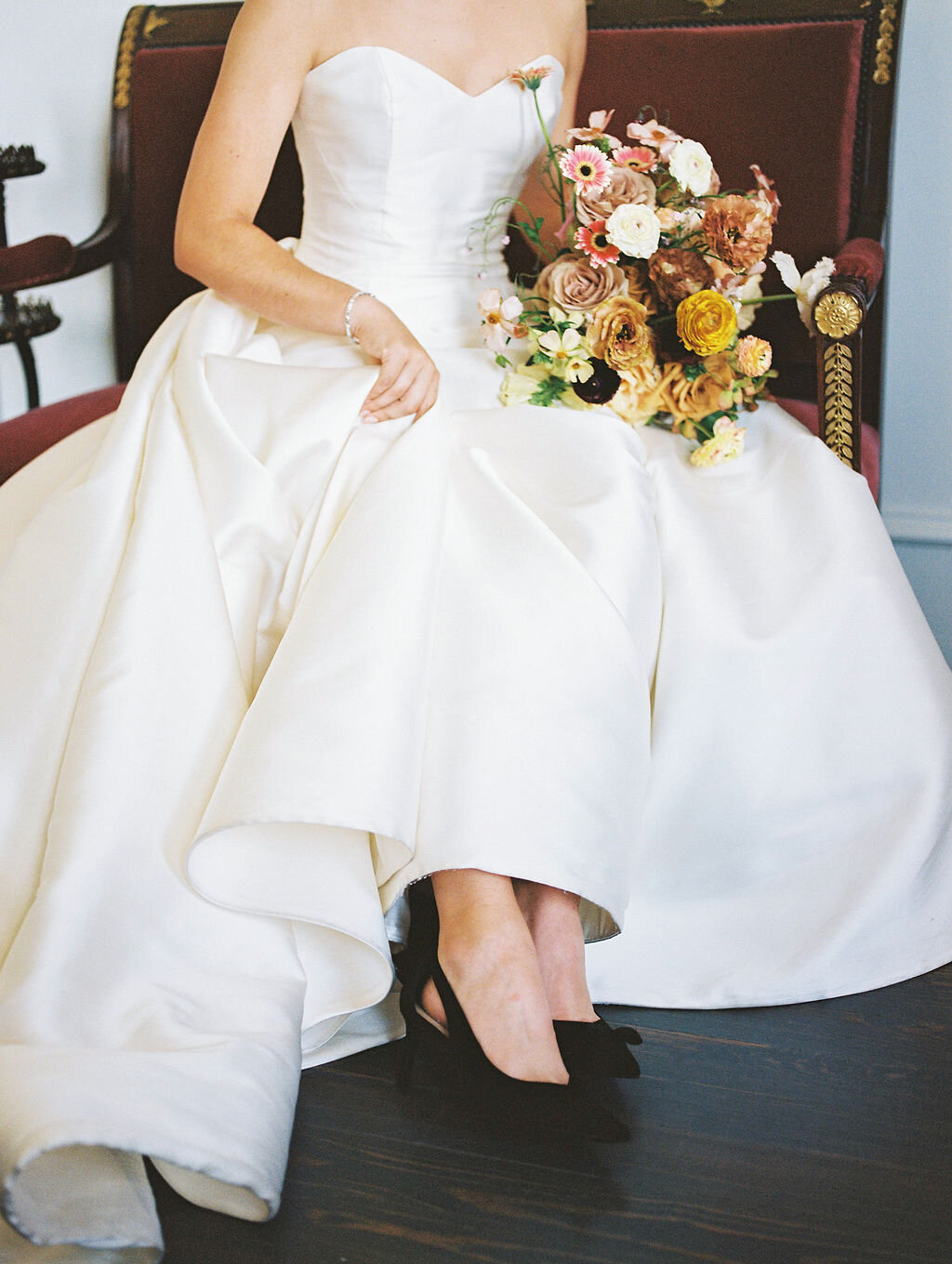 black shoes with wedding dress