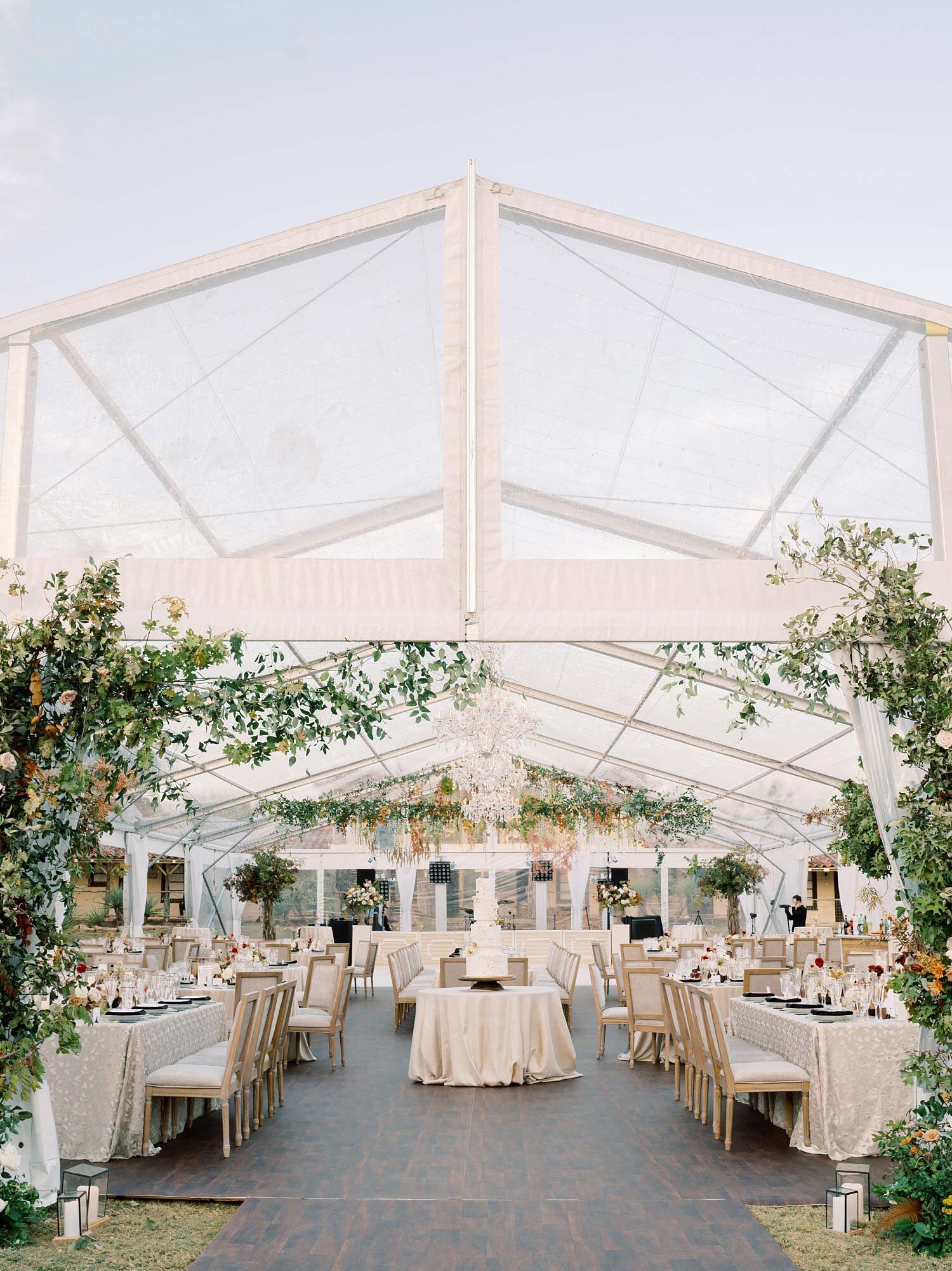 Texas destination wedding with a Clear tented reception