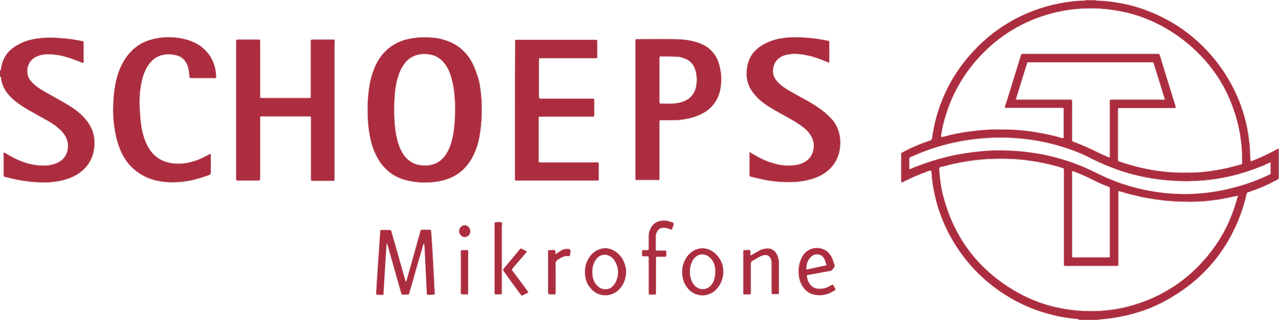 Logo of Schoeps Microphone featuring the company name and a stylized microphone icon in maroon color.