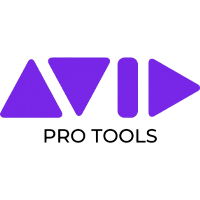 AVID Pro Tools logo with purple icon and black text