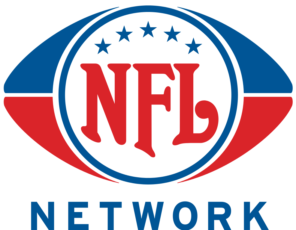 NFL logo with a stylized football in red, white, and blue, with a circular emblem containing stars and the letters 'NFL' in the center, and the word 'NETWORK' beneath.