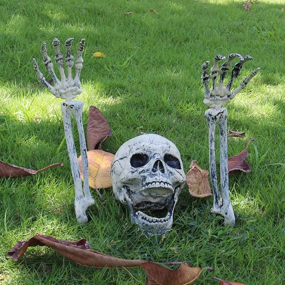 Lawn Garden Zombie Hands and Skull Set