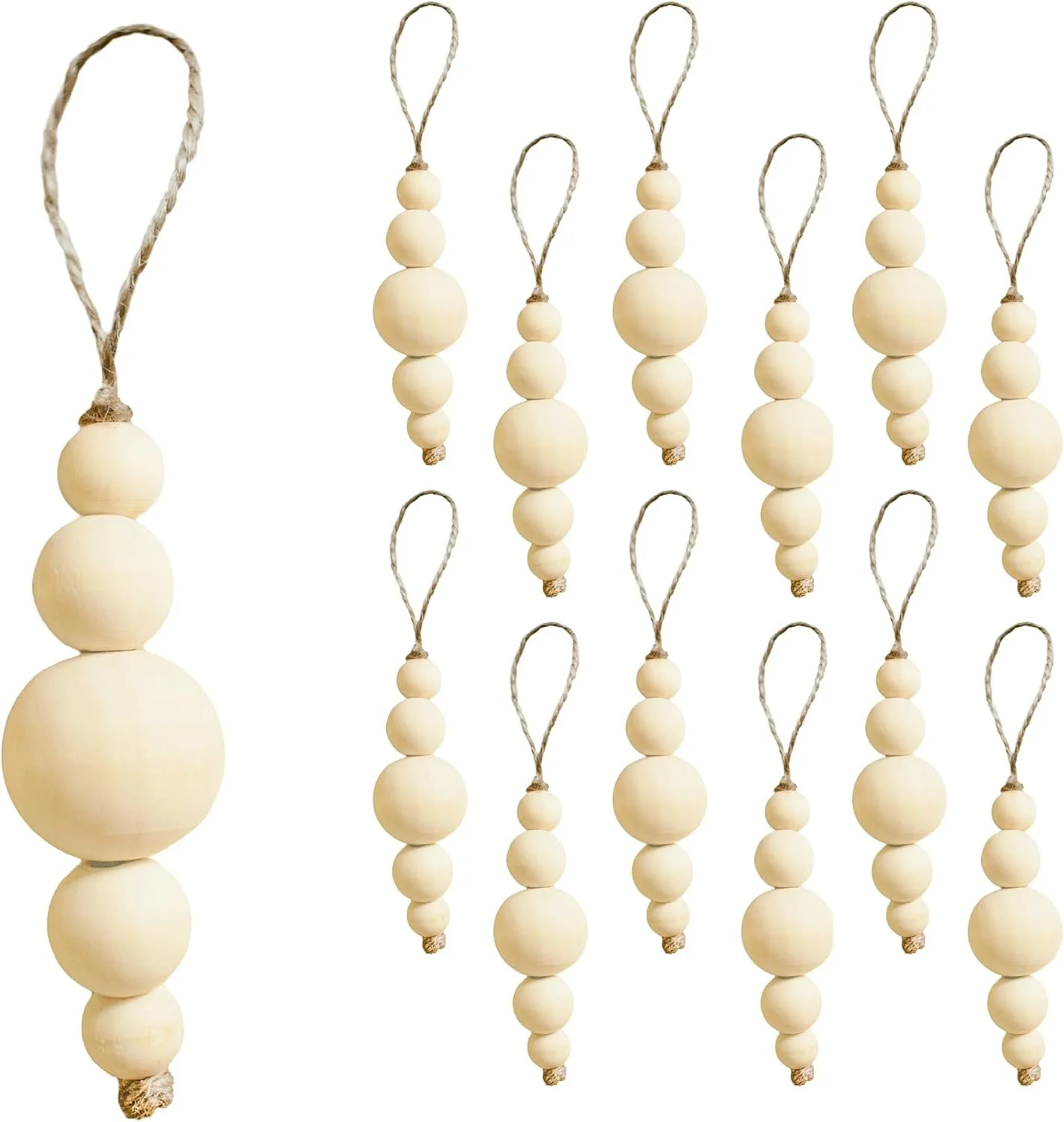 Christmas Tree Ornaments Rustic Wooden Beads