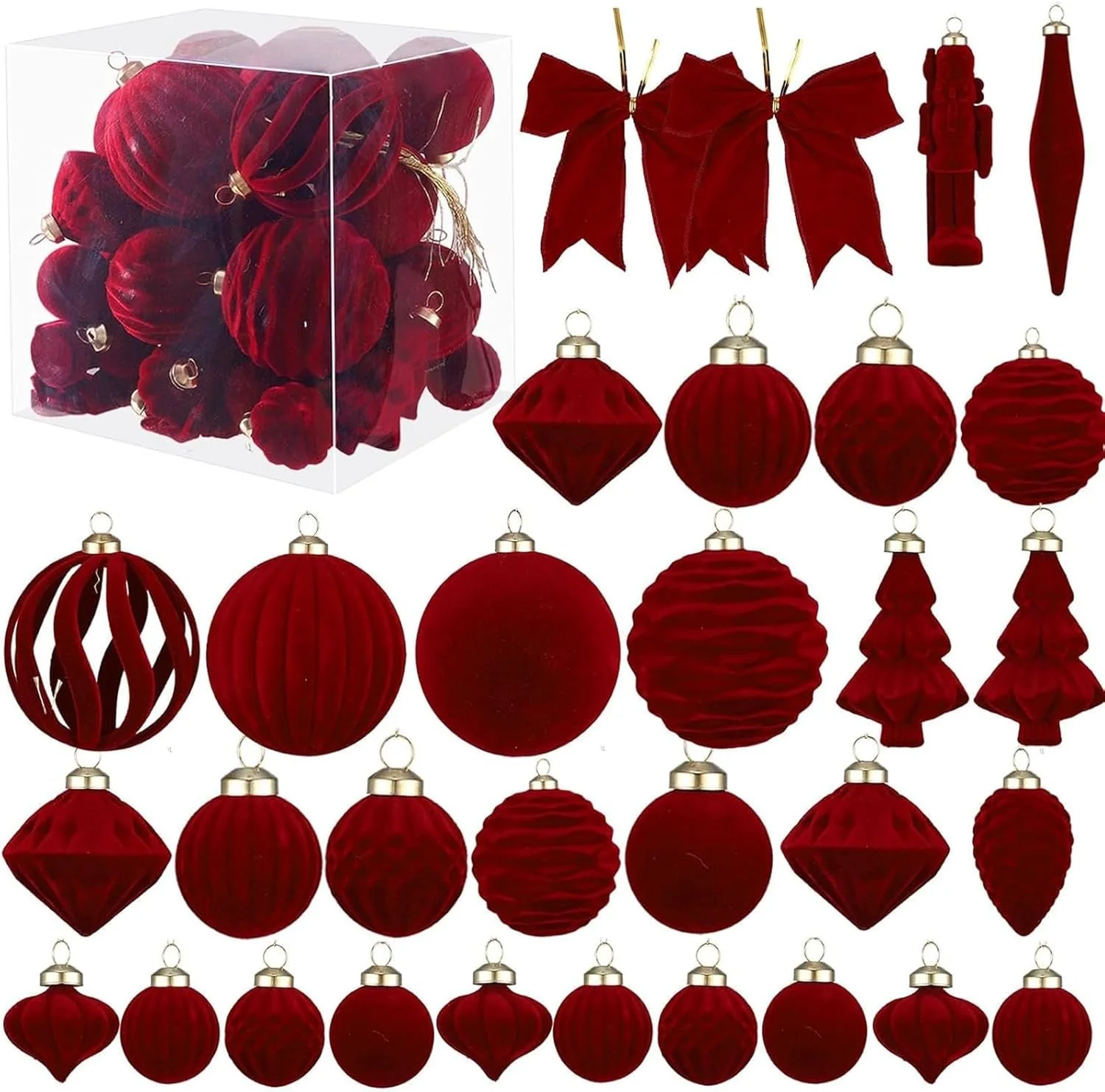 Velvet Christmas Ornaments Set
