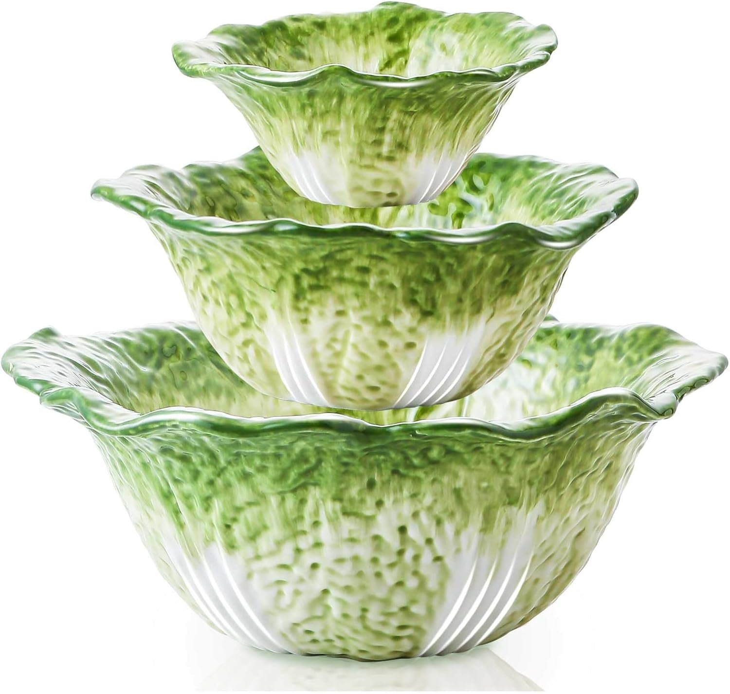 Green Cabbage Serving Bowl Set