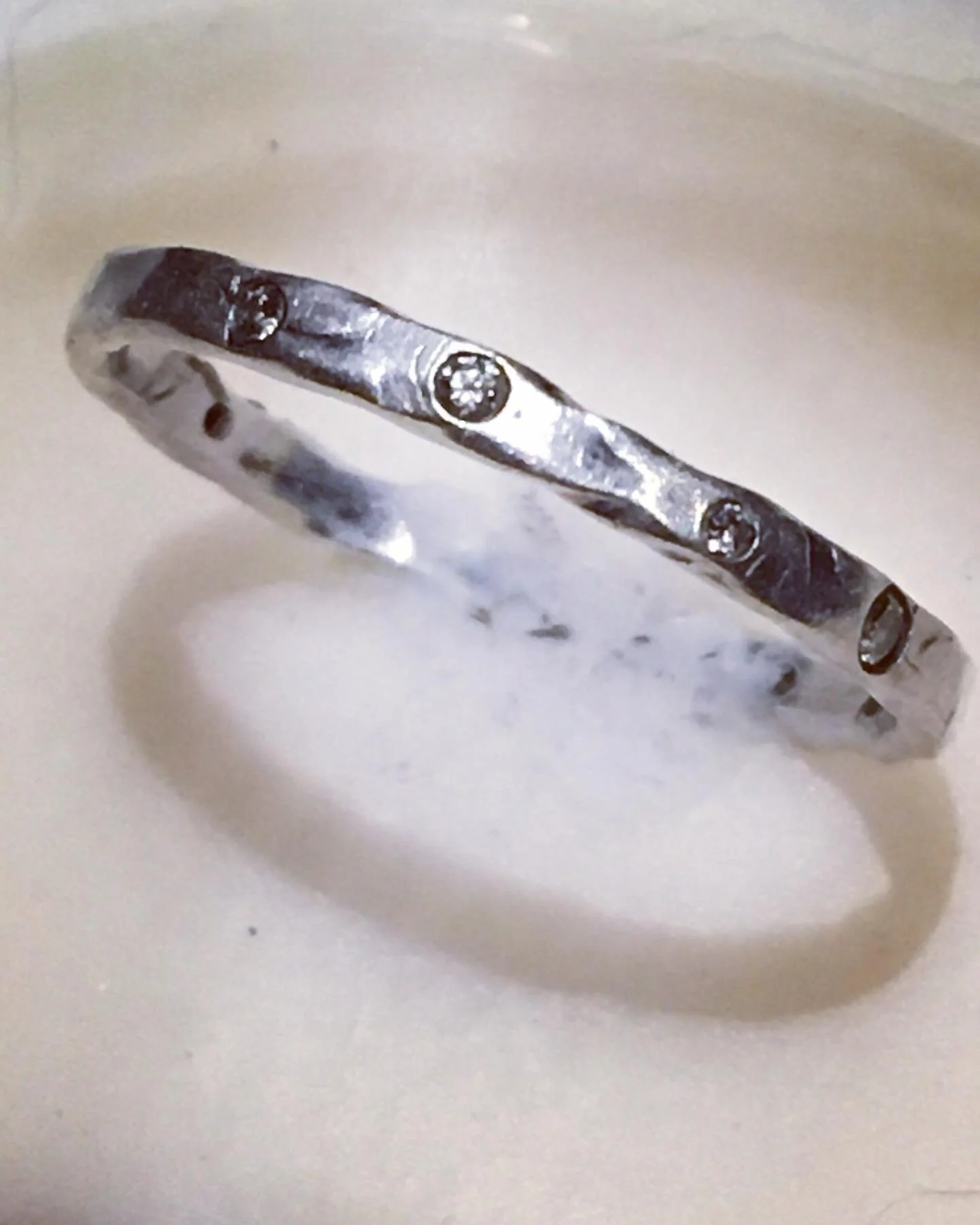 #diamond #stackring with #scallopedpotatoes. Just kidding. #scallopededges #uniqueweddingrings @urbinadesigns