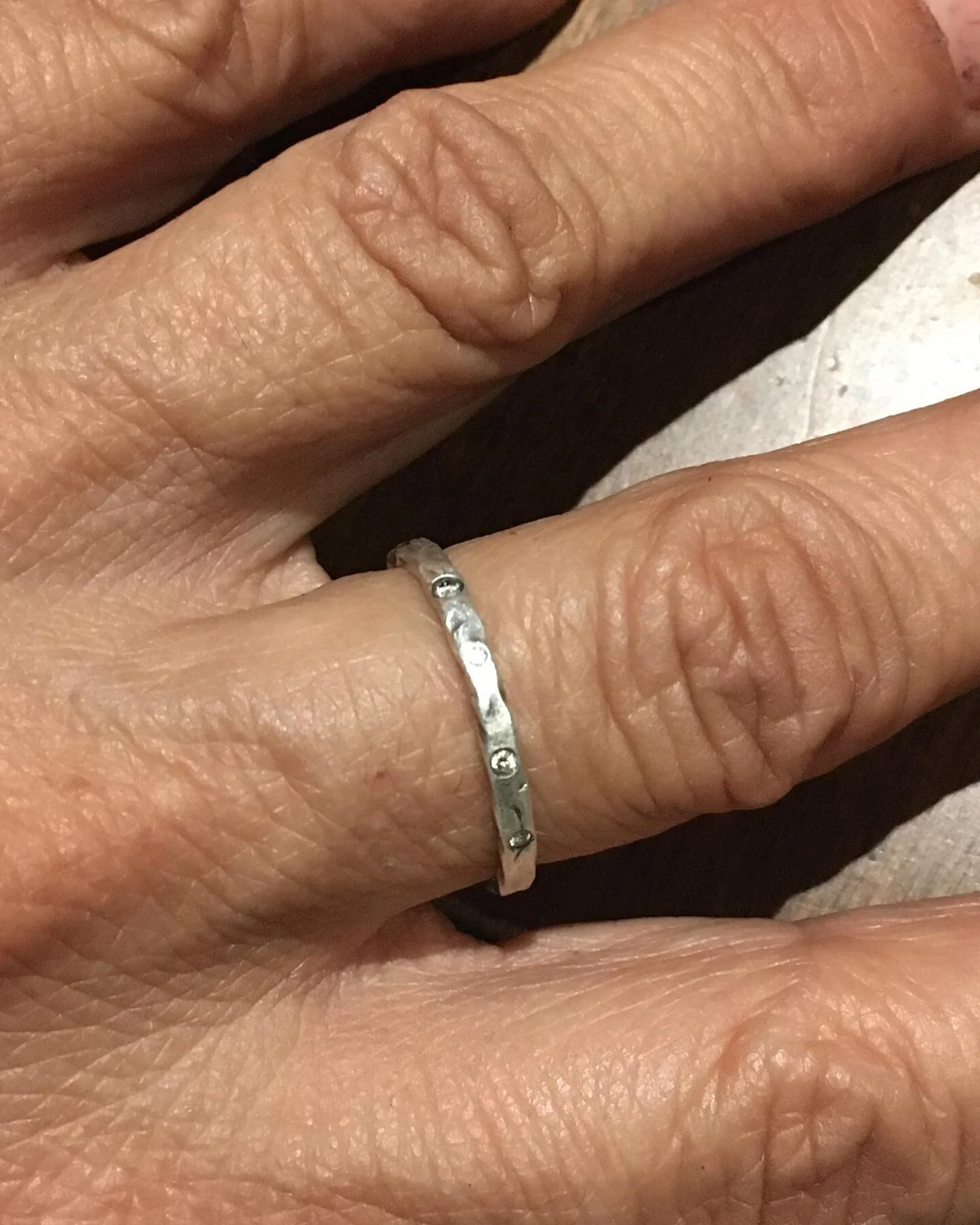 #diamond #stackring with #scallopedpotatoes. Just kidding. #scallopededges #uniqueweddingrings @urbinadesigns