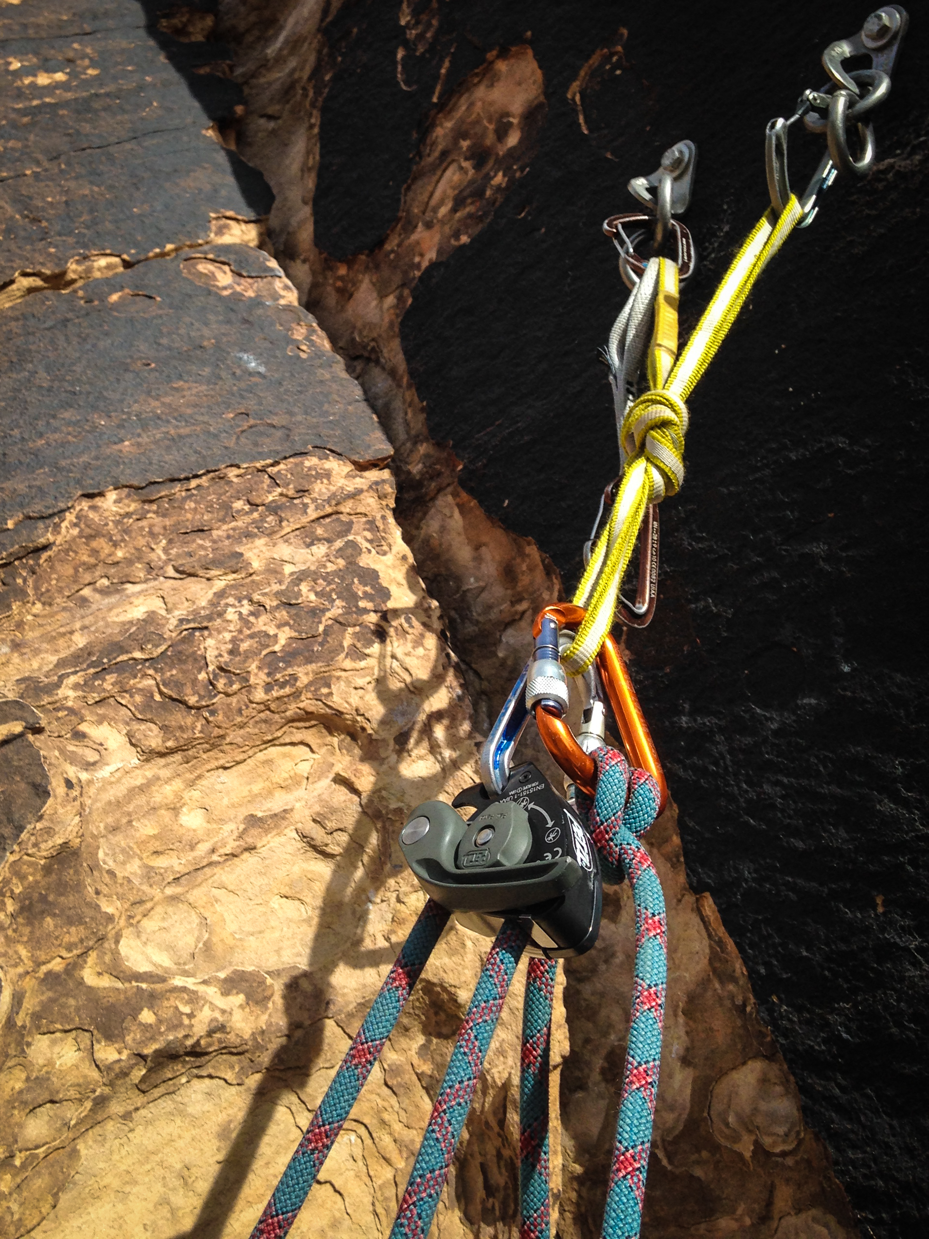 The GriGri + used on a bolted anchor in Red Recks.