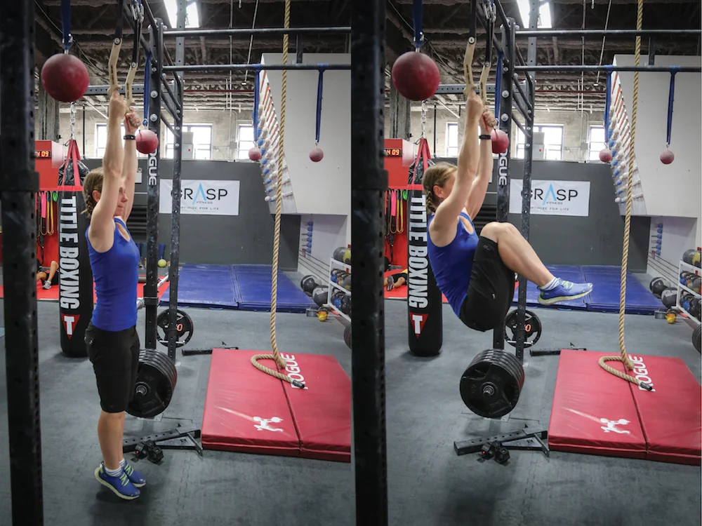 3 x 15 Hanging Leg Raises on tools.