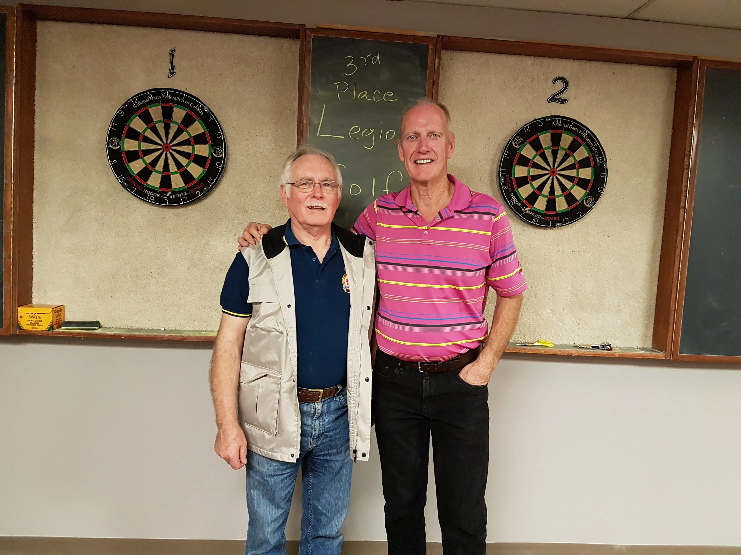 Third place winners of branch golf tournament held at Evergreen Golf Center on Saturday, Sept 30th. From left to right is Michael Cormican and Kent Perry. Missing are Jim McGrath.