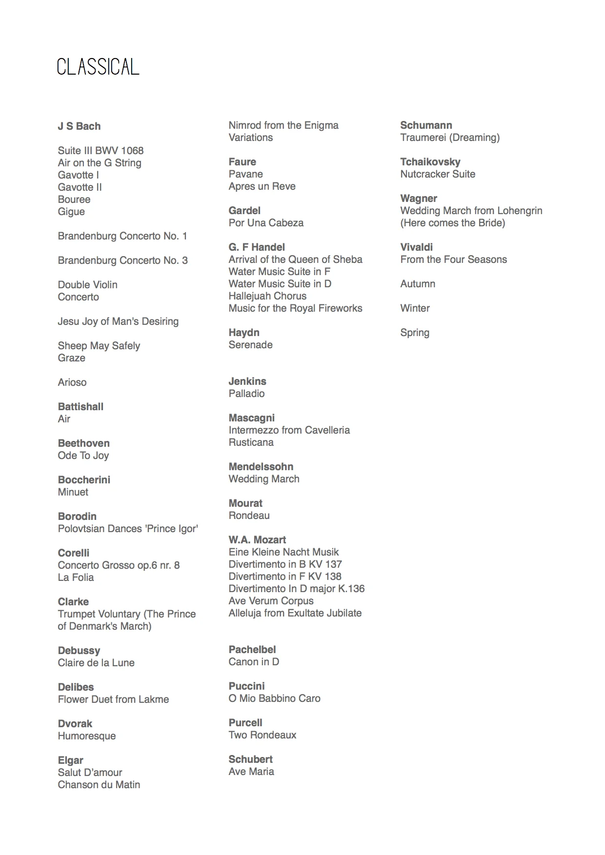 Repertoire — Vyne String Quartet