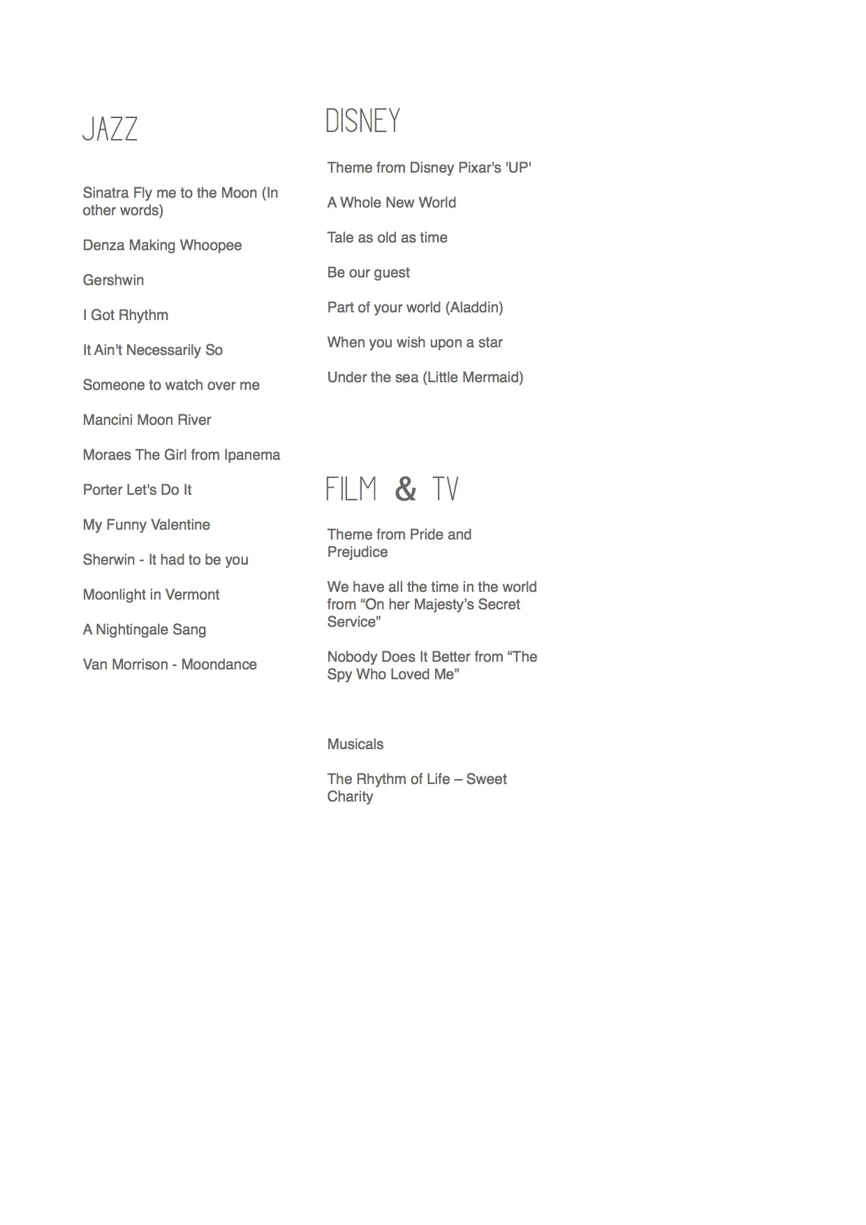 Repertoire — Vyne String Quartet