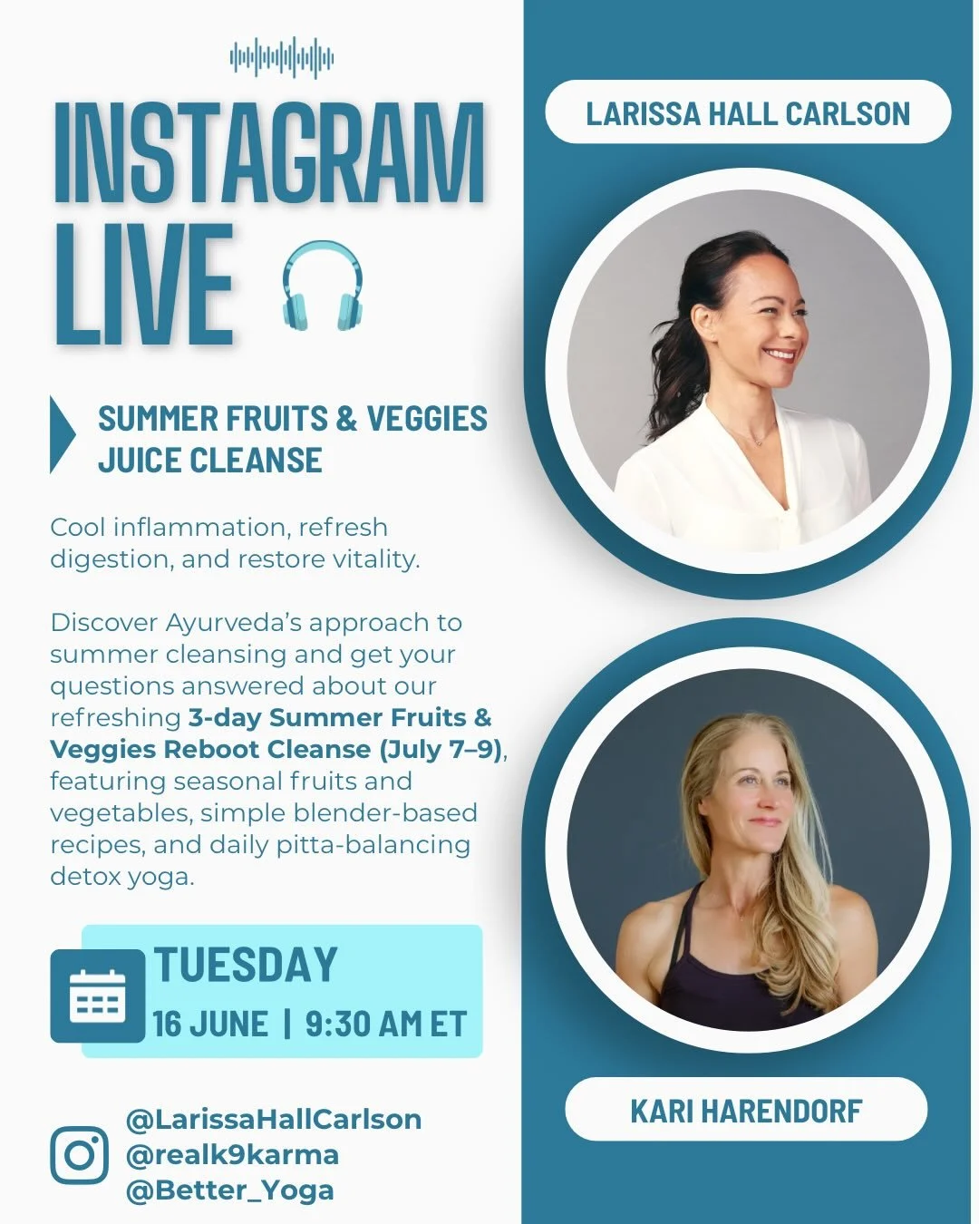 🎥 Join us for an informative Instagram Live chat on Tuesday, June 16 at 9:30am ET. Gather all the fun details about our upcoming Summer Fruits &amp; Veggies Reboot Cleanse.

🍉 If summer tends to leave you feeling overheated, sluggish, inflamed, irr