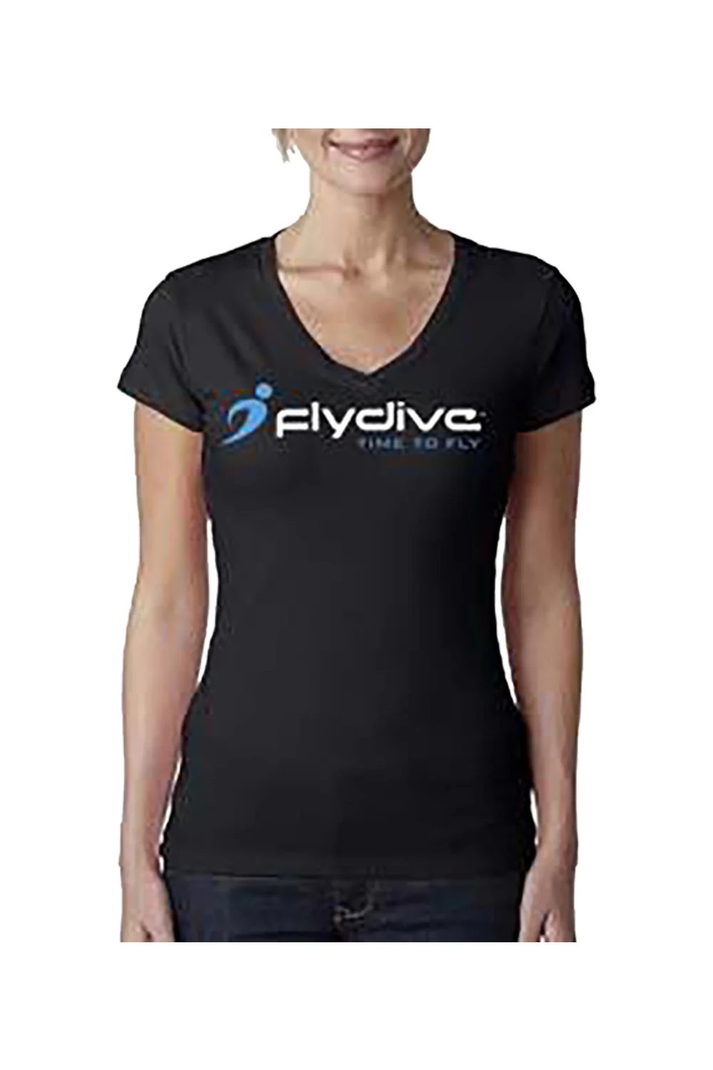 FlyDive-Womens-Black-V-Neck-T-shirt R1000x1500.jpg