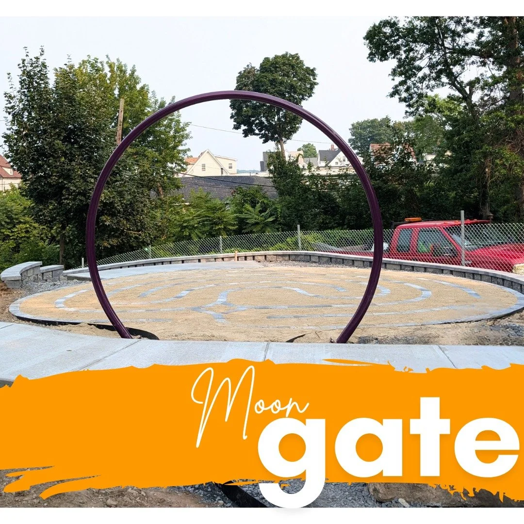 Remember the 💜 purple 💜 moon gate?

INSTALLED!

The labyrinth template has been covered in @unilock paver lines and stone dust paths.

The water feature is fully assembled and operational (with a generator for the time being.)

Walkways are underwa