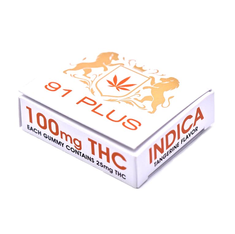 91 PLUS Tangerine Indica Gummies - 100mg