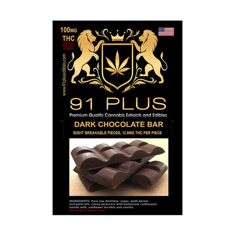 91 PLUS Dark Chocolate Bar - 100mg