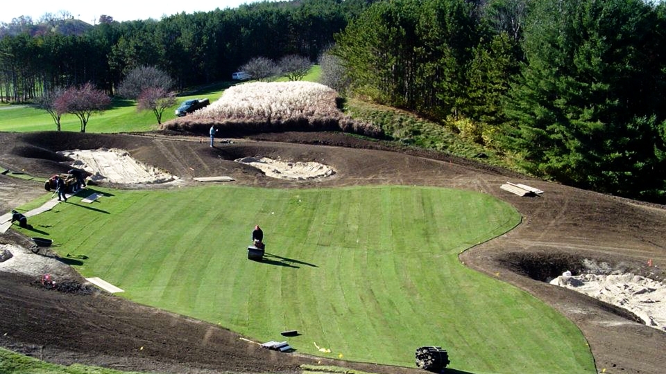 Golf course bentgrass installation, before