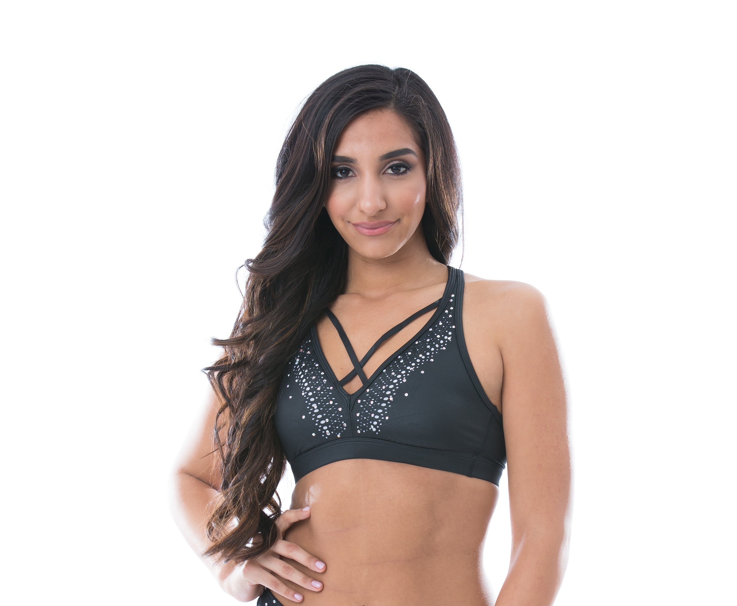 Mini Rhinestone Sports Bra (Black)