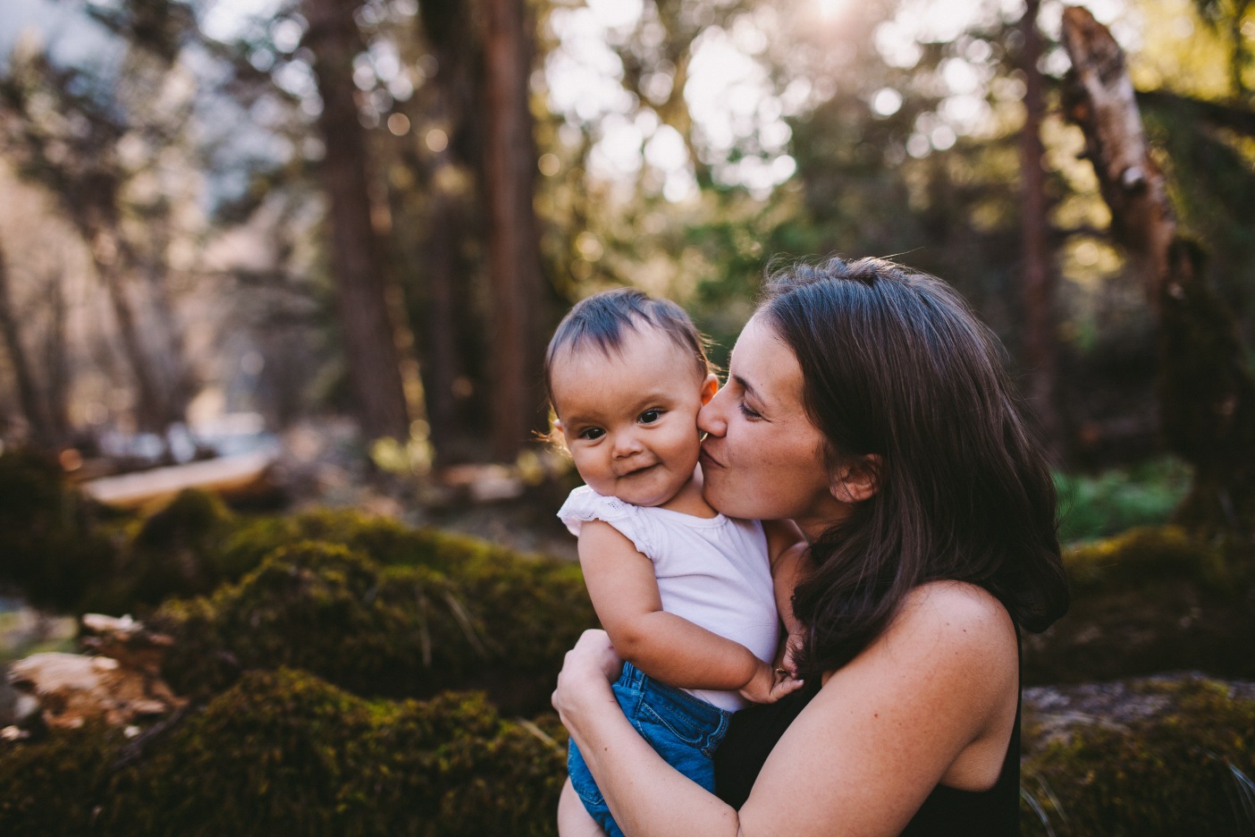 Mother and Daughter Kiss on Cheek Photography Portrait