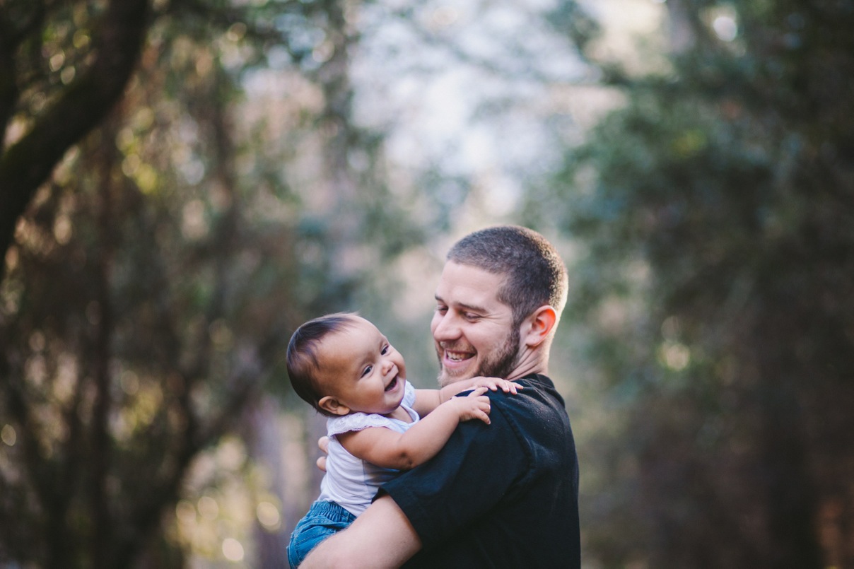 Adorable Father & Toddler Daughter Laughing Portrait California
