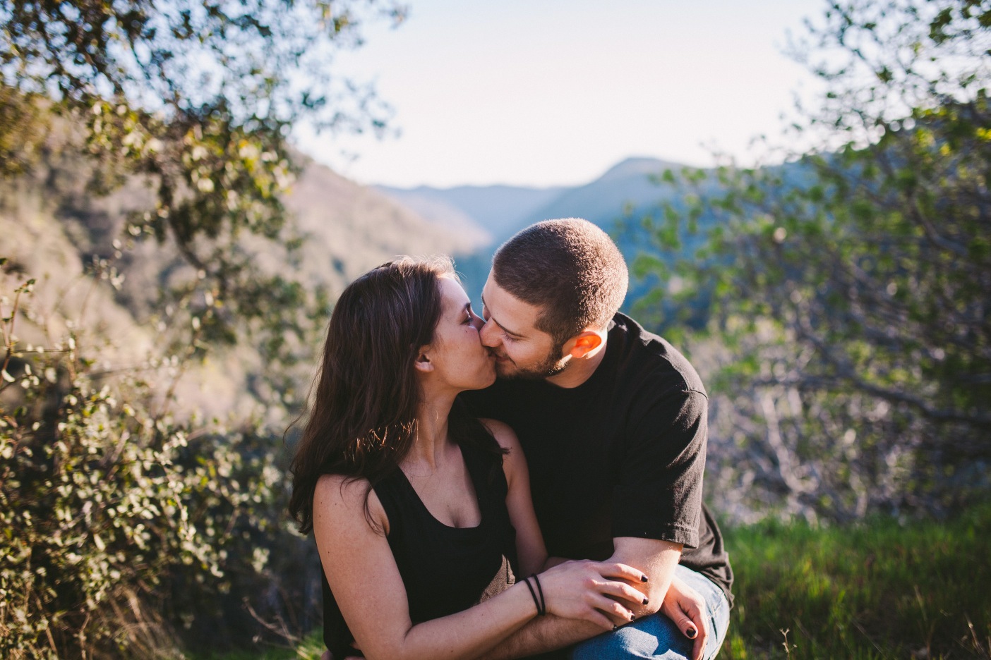 Mother & Father Couple Kiss Mountain Photography Portrait California