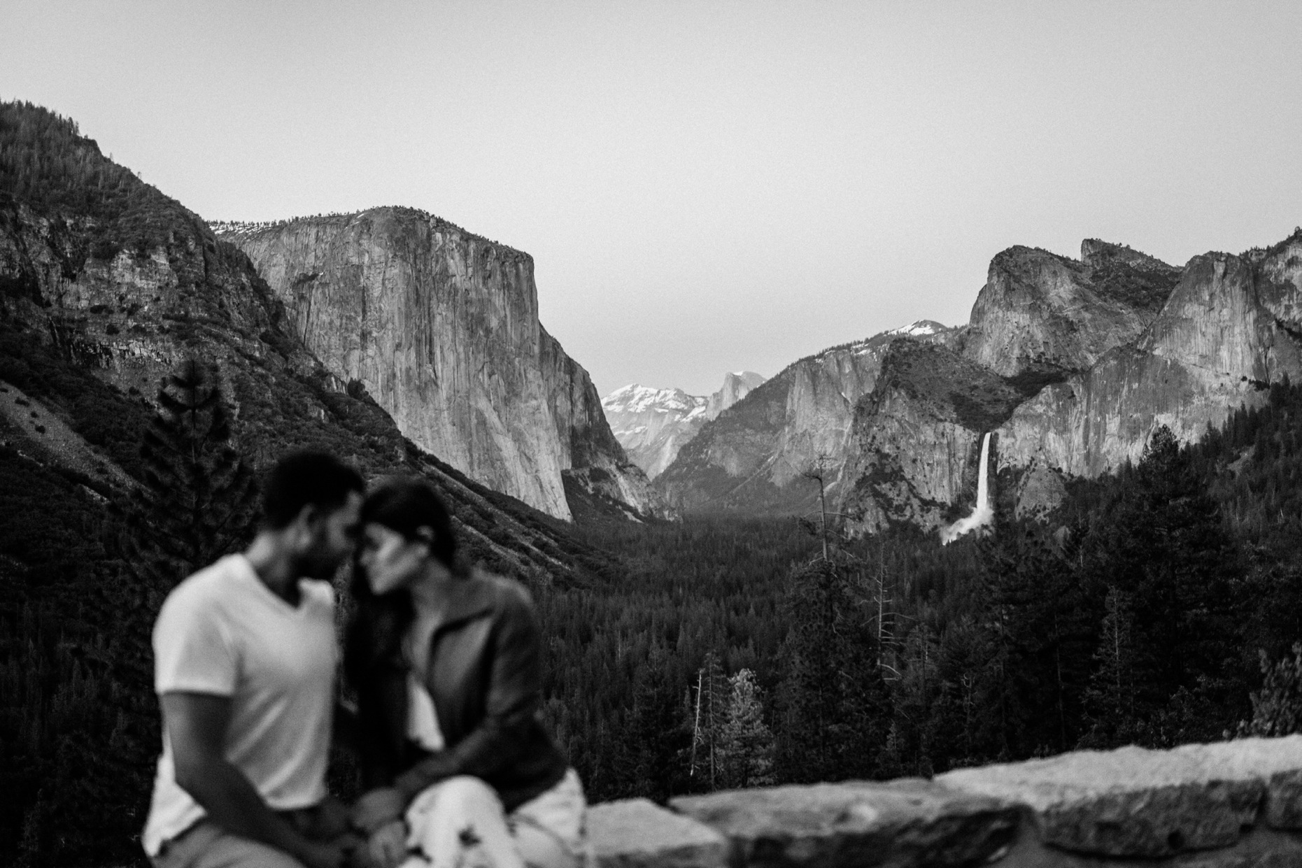 Couple with Yosemite Vista in B&W