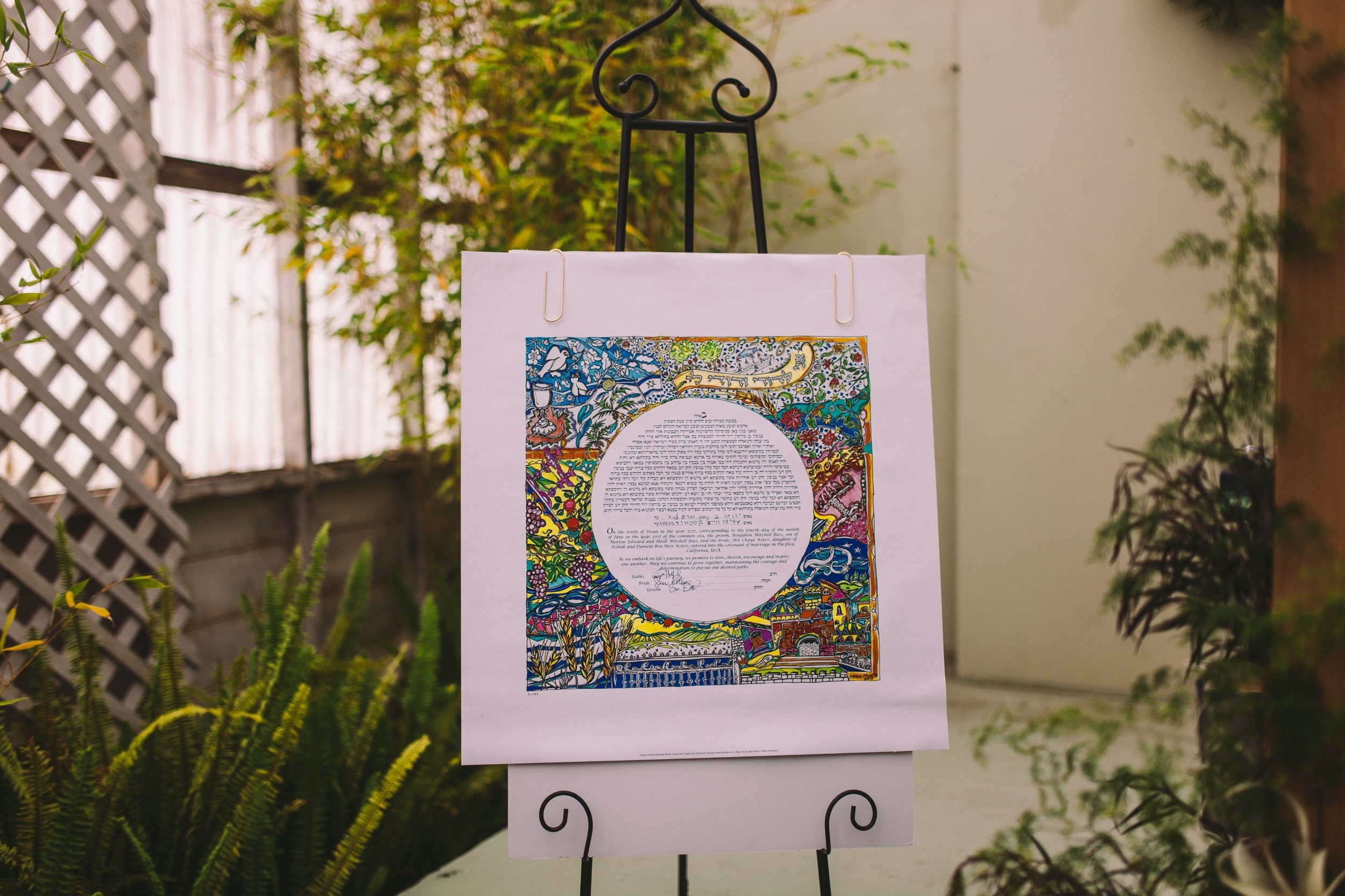 Beautiful colouful Signed Ketubah at Shelldance Orchid Gardens 