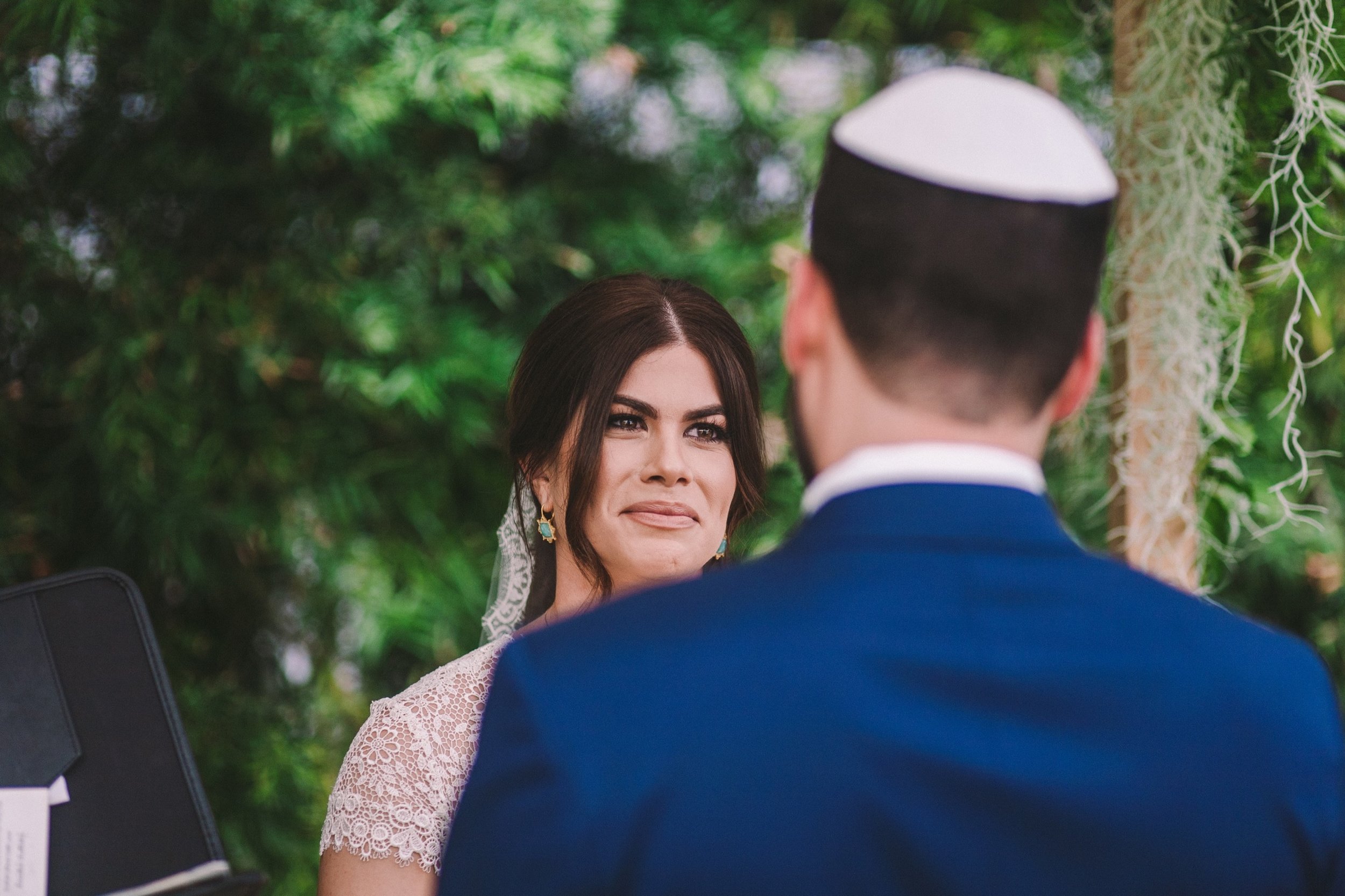 Tearful Happy Bride at Modern Jewish Wedding in Shelldance Orchid Gardens