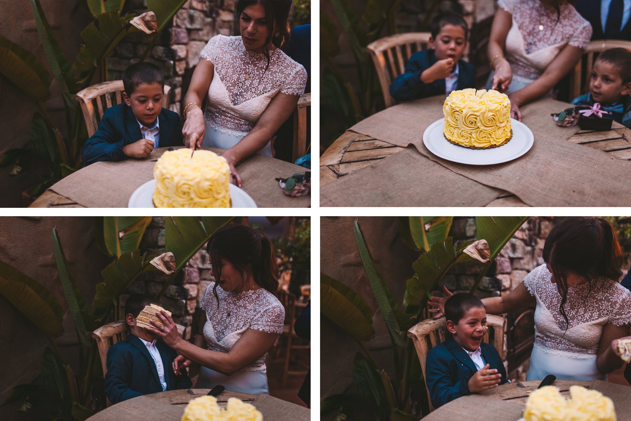 It's Italia Half Moon Bay Wedding Reception Cake Cutting