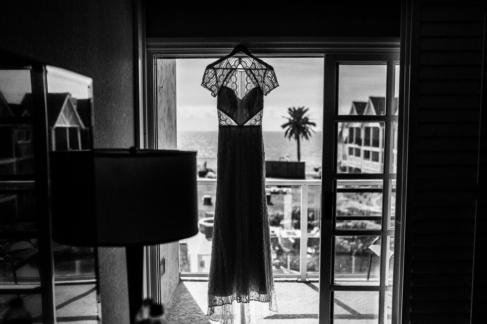 Wedding Dress Hanging in Carlsbad Inn