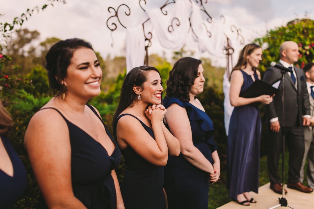 Bridesmaids Reaction to Bride Walking Down the Aisle in San Diego